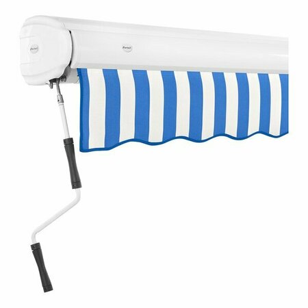 AWNTECH Key West 12' Blue/White Stripe: Similar to Destin awning, but with a different design. 237FCM12BBW